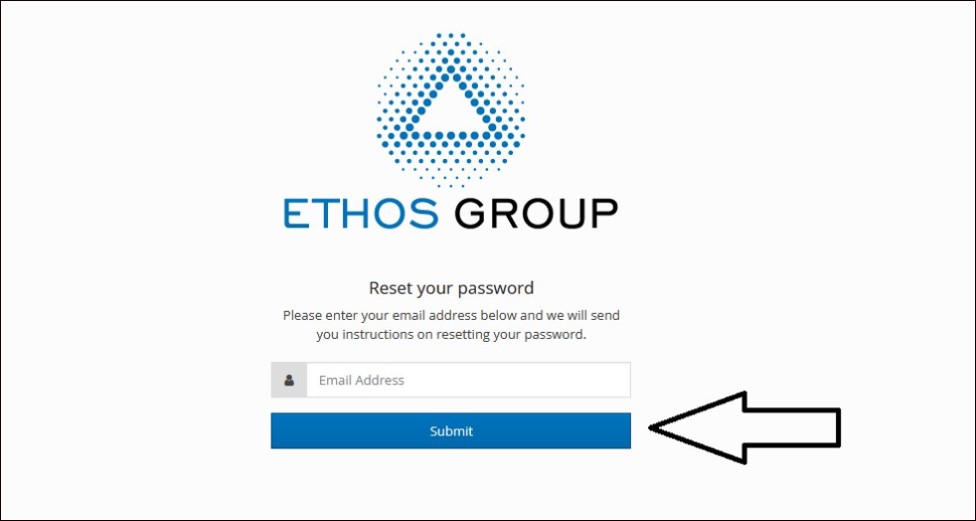 Ethos Group forgot your password page
