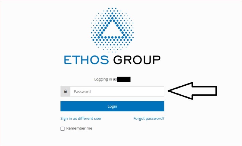 Ethos Group portal password field